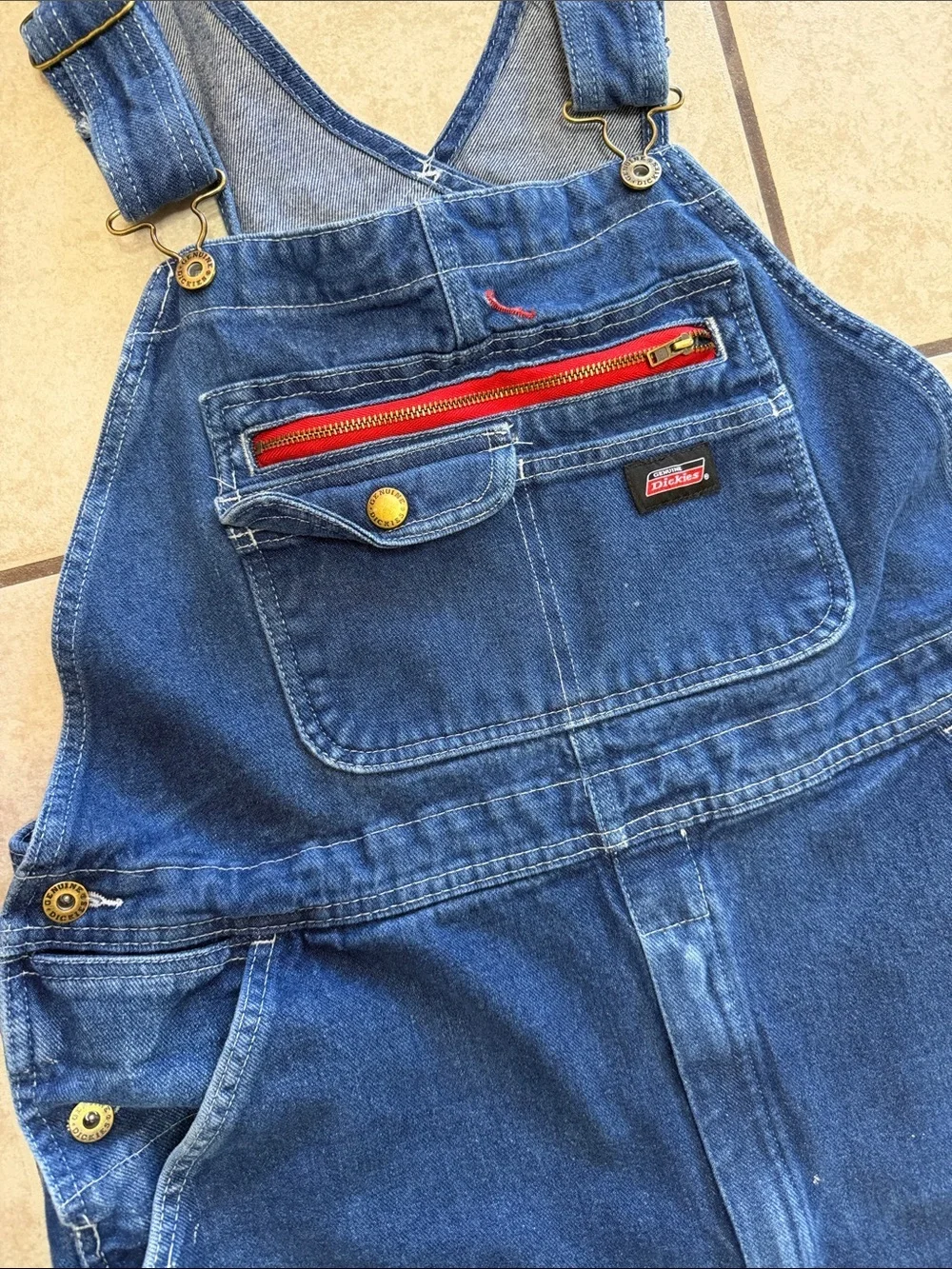 Dickies Men's Blue Relaxed Denim Overalls